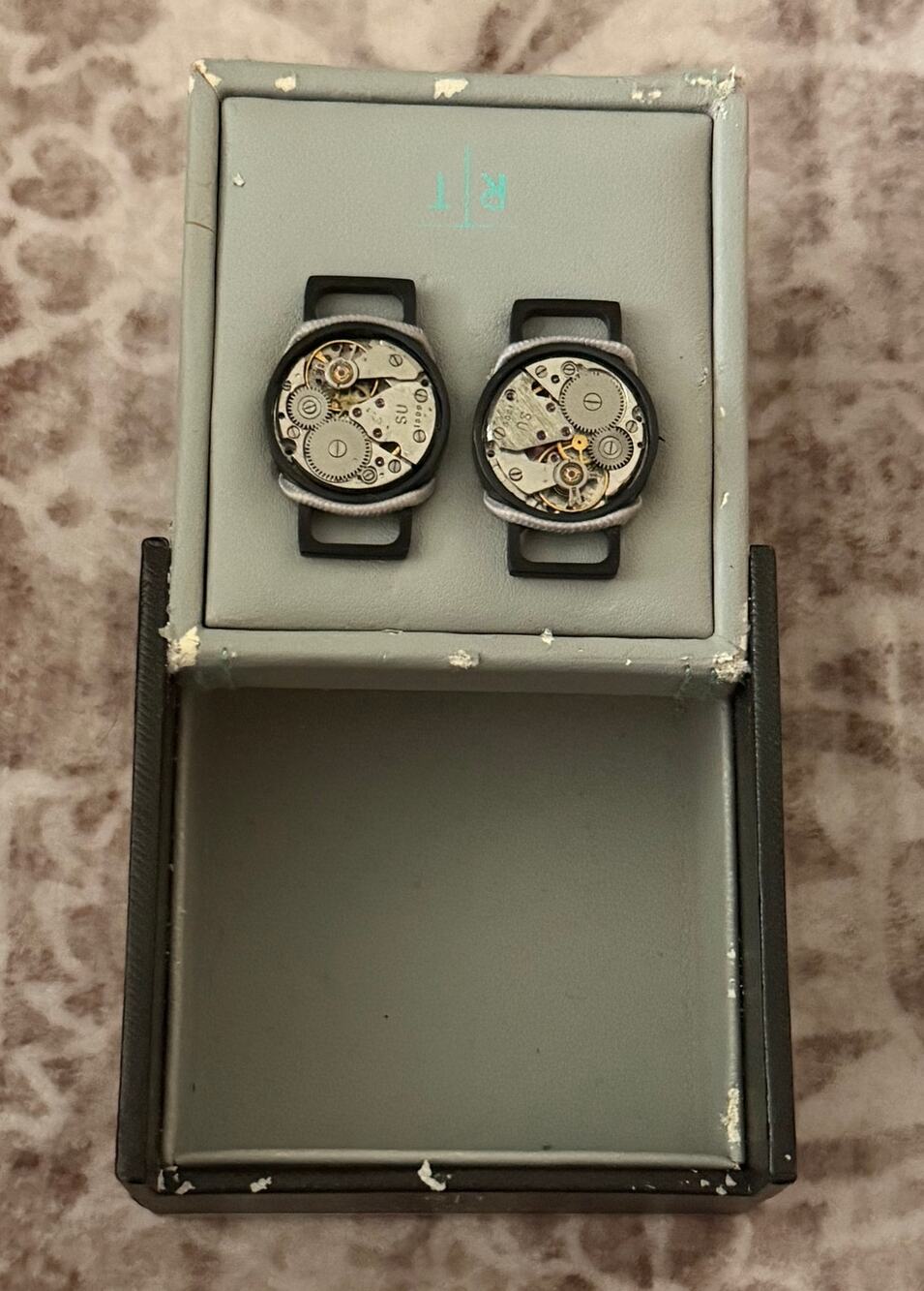 $225 NIB Tateossian Black Watch Movement Shoe Links Stainless Steel 2-Piece Set